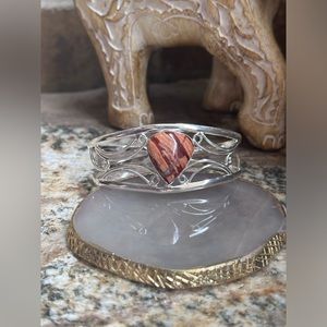 Hand Crafted Silver and Brown Heart Bracelet